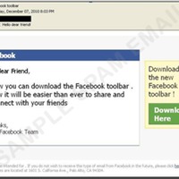 図7：Facebook Toolbarのダウンロードを促すスパムメール 