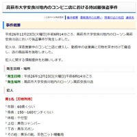 事件の詳細な情報を告知する茨城県警web。動画の公開はないが事件現場の地図や犯人の特徴などが詳細に記されている。