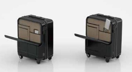 エースのPROTECA MAXPASSシリーズは国産スーツケースとして高い人気を誇る。機内持ち込み最大級は40リットル。2015年からデザインオフィスnendoと協業しており、今回のソフトバンクが加わることで、IoTスマートラゲージ製品を発売する（画像はプレスリリースより）