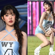 太ももの98％があらわに…IVE・ウォニョン、“密着ミニワンピ”に改良した大胆ユニでサッカーファンを魅了【PHOTO】