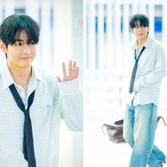 BTS・Vの「ダンディな空港ファッション」が話題、パリへ出国【PHOTO】