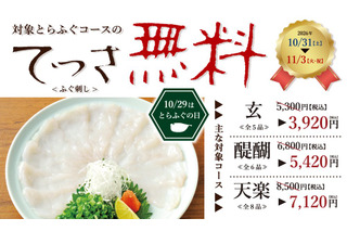 玄品、対象コースの「てっさ」を4日間無料に！10月31日から 画像
