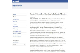 Facebook、COOのシェリル・サンドバーグ氏が初の女性取締役に 画像
