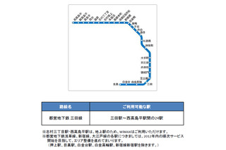 都営地下鉄三田線、三田駅～西高島平駅間の全駅でWiMAXが利用可能に 画像