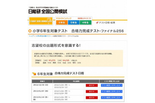 日能研の小6対象「合格力完成テスト・ファイナル256」12/30から3回実施 画像