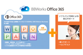 ソフトバンクBB、「BBWorks Office 365」提供開始……初期設定やヘルプをパッケージ化 画像