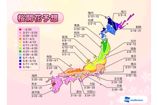九州地方では来週にも開花へ……今年の桜開花予想、平年並みか少し早め 画像