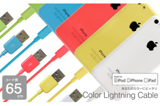 iPhone 5cと同カラーの5色！ Apple公認のLightningケーブル 画像