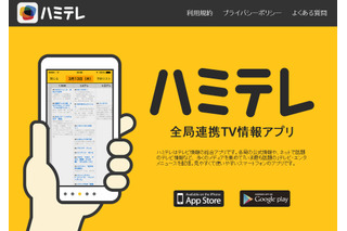 テレビ番組情報を網羅するアプリ「ハミテレ」、テレビ局6社が共同開発 画像