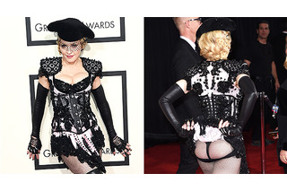 マドンナ、グラミー賞レッドカーペットでお尻を露出するハプニング 画像
