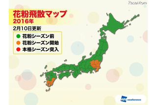 関東と九州南部で花粉シーズン入り、2月下旬からピーク 画像