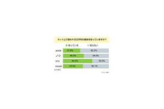 「orz」を知ってる40代は約半数、「wktk」は？〜ネット文字列意識調査 画像