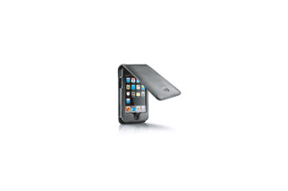 シックなブラックカラーの高級本革を採用した第2世代iPod touch用フリップレザーケース 画像