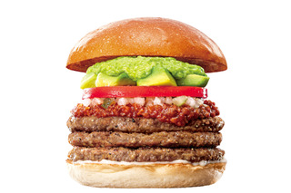 ロッテリア、23日より「肉の日」開催!3枚パティのアボカド×ホットチリミートバーガー登場 画像