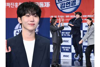身長差に胸キュン?SEVENTEEN・スングァン、元バレー選手と笑い誘うポーズ!新バラエティ制作発表会に登場 画像