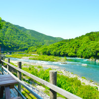長良川を一望のテラス席からパノラマ