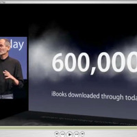 iBooksのダウンロードは60万冊（イベントの基調講演映像より）