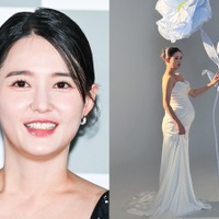BTS・Vの写真で胎教も話題に…韓国女優、臨月の“Dライン”あらわな純白ドレス姿を公開！