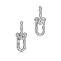 TIffany HardWear Large Link Earrings in White Gold with Diamonds