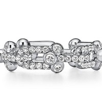 Tiffany HardWear Small Link Ring in White Gold with Pave Diamonds