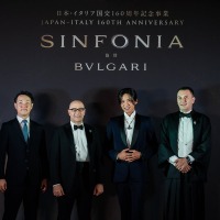 左より）大阪市長 横山英幸、マリオ・アンドレア・ヴァッターニ駐日イタリア大使、ブルガリ アンバサダー 目黒蓮、ブルガリ・ジャパン社長 デニス・コアン