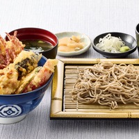鮮やか ベジポテ天丼と（小）藪そばサービスセット