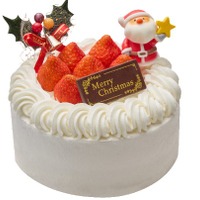 苺を飾った白いクリスマスケーキ