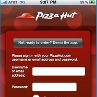 ピザハットのiPhoneアプリの登録画面