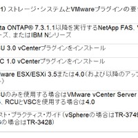 表1）ストレージ・システムとVMwareプラグインの要件