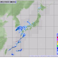 気象庁サイトの降雨情報。西から天気が下り坂で、夜半には関東でも雪の予報