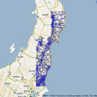 【地震】Google、グーグルマップ上で被災地の通行実績情報を公開 画像
