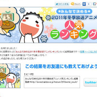 アニメワン「みんなで決める2011年冬季放送アニメ人気ランキング」
