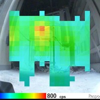 福島第一原子力発電所1号機建屋内、大物搬入口付近、γカメラ（福島第一原子力発電所、5月20日撮影）