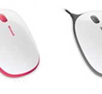 「Microsoft Express mouse」の既存色「ハイビスカスレッド」「フリントグレー」