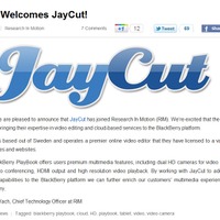 JayCutの買収を伝えるRIMのブログ