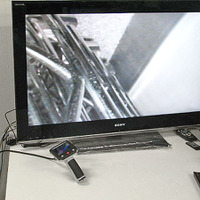 付属のAVケーブル経由で撮影映像をテレビに表示するイメージ