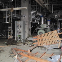 震災後の海水熱交換器建屋内の被水状況（4号機海水熱交換器建屋1階RHRCポンプ（C））