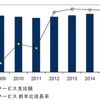 国内ITサービス市場 支出額予測：2009年～2015年