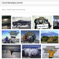 「mount kilimanjaro summit」の検索結果。一部の画像に、評価者の名前が表示されている