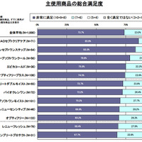 あなたは、現在主に使用している「○○○（商品名）」に、総合的にどの程度満足していますか。