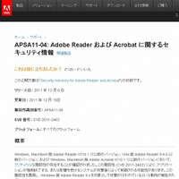 APSA11-04: Adobe Reader および Acrobat に関するセキュリティ情報