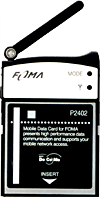 PDAでもFOMAのパケット通信が使える。CFタイプのデータ通信カードを開発