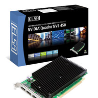 4画面マルチディスプレイをサポートした「NVIDIA Quadro NVS 450 512MB PCI Express×16」のパッケージと本体
