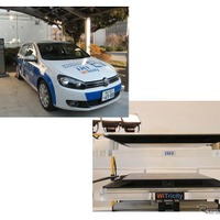 試験用電気自動車（左上）と非接触給電評価機（出力3.3kW）