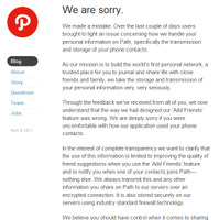 「We are sorry.」iPhoneの連絡先アップロード問題でPathのCEOが謝罪 画像