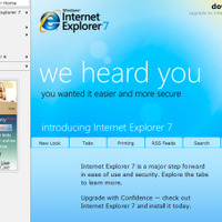 　米マイクロソフトは現地時間18日、Webブラウザー「Internet Explorer 7」（IE 7）の正式版をリリースした。今のところ英語版のみで、日本語をはじめとしたほかの言語は、追ってリリースされる。
