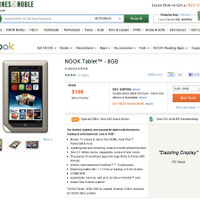 Barnes & Nobleのウェブサイトで販売されているNOOK Tablet