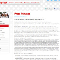 今回の発表を行ったZyngaのプレスリリース