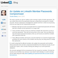 LinkedInのパスワード650万件が漏洩、ユーザーにパスワードリセットを呼びかけ 画像