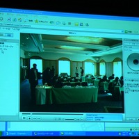 DivXコーデックを採用したデジカメで撮影した動画をそのまま再生するデモ。左側にある「公開マネージャー」によりStage6に投稿するのも簡単に行えるという